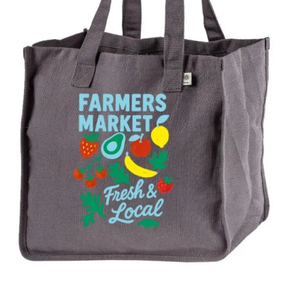 Farmers Market Fresh & Local Hemp Market Tote Bag