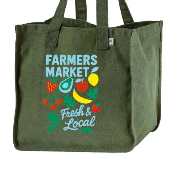 Farmers Market Fresh & Local Hemp Market Tote Bag