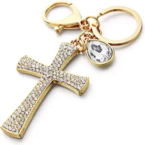 Fashion Cross Rhinestone Cute Keychain Purse Bag Buckle Ladies Bag Pendant Charm Car Keyring for Women