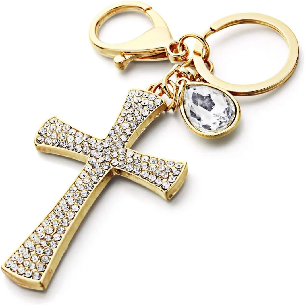 Fashion Cross Rhinestone Cute Keychain Purse Bag Buckle Ladies Bag Pendant Charm Car Keyring for Women