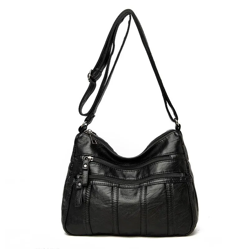 Fashion Soft Leather Bags for Women- Multi-Pocket Messenger Shoulder Bags