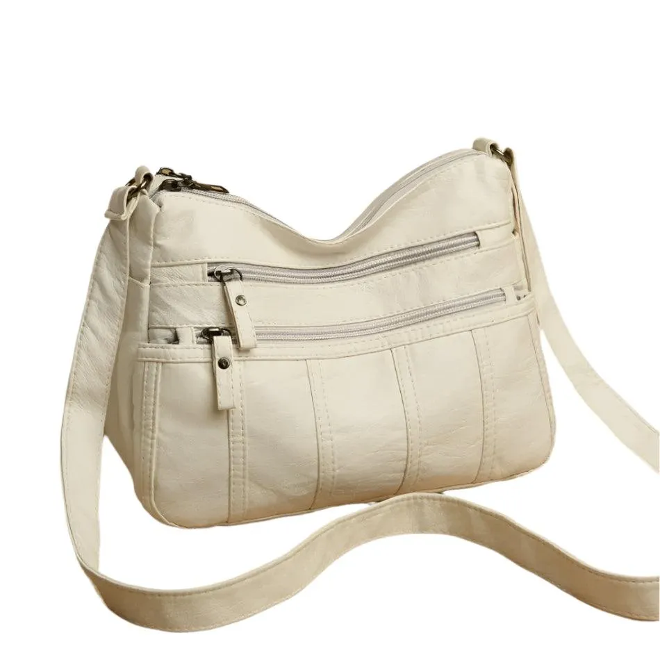 Fashion Soft Leather Bags for Women- Multi-Pocket Messenger Shoulder Bags