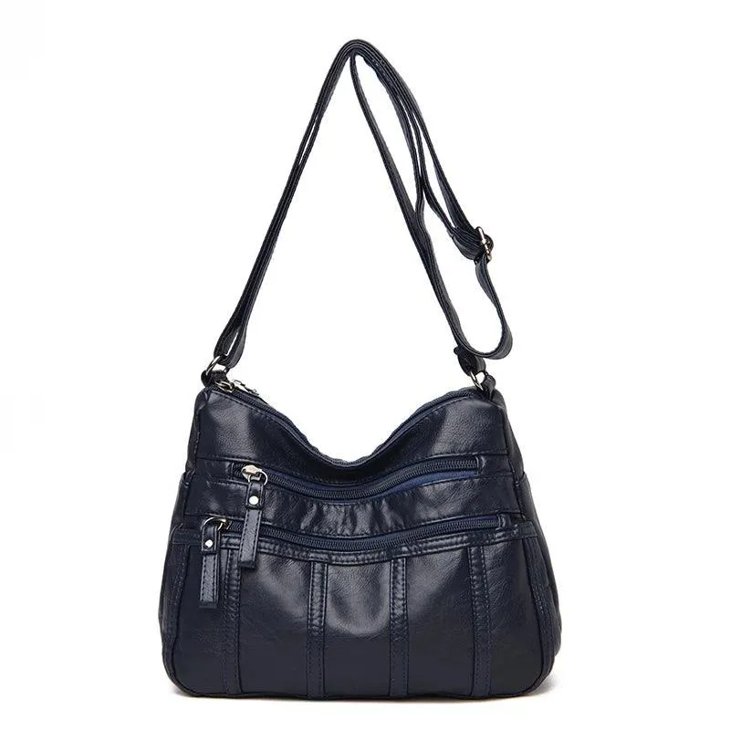 Fashion Soft Leather Bags for Women- Multi-Pocket Messenger Shoulder Bags