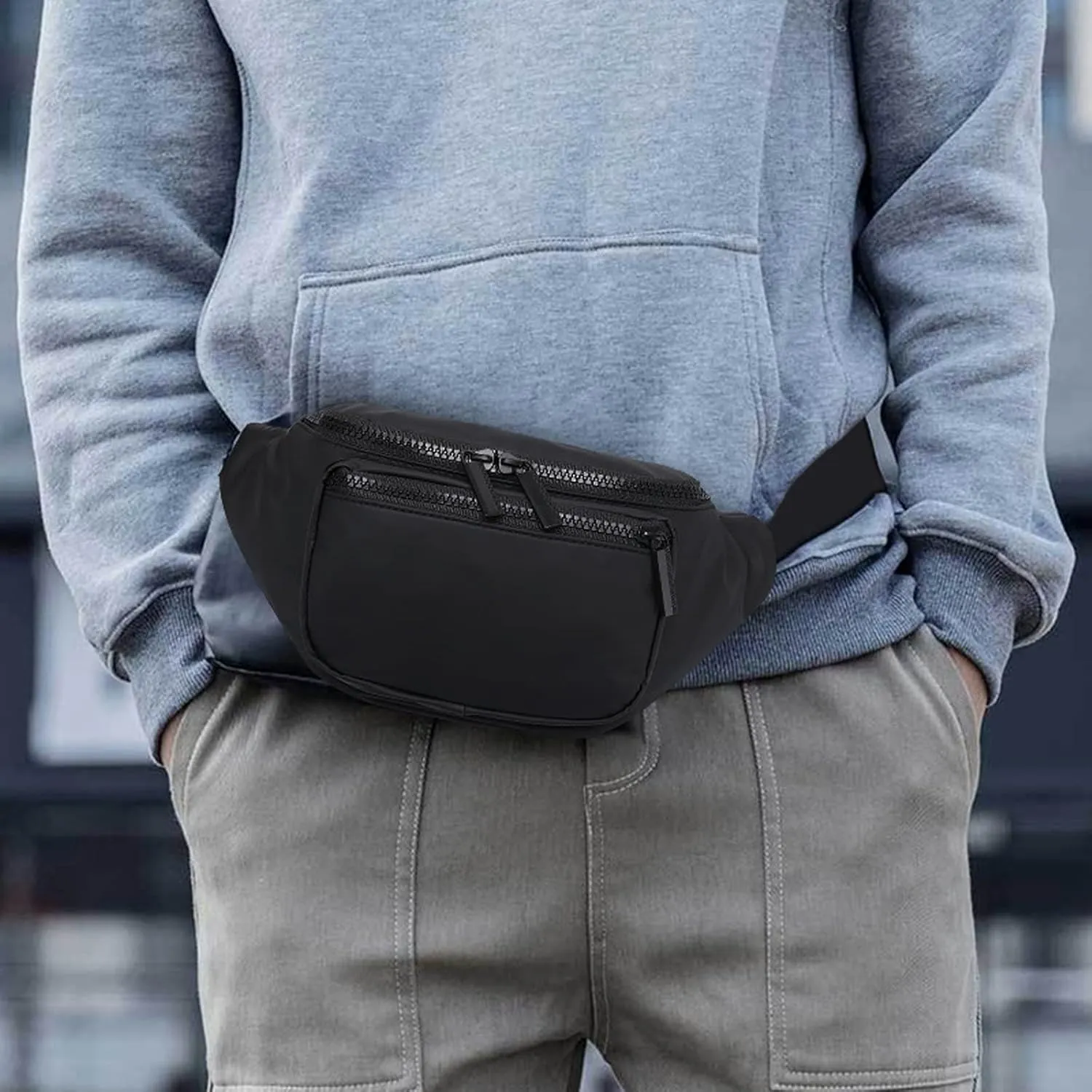 Fashion Waist Packs Men's Waist Bag Portable Mobile Phone Bag Fashion Atmosphere Travel Leisure Messenger Bag(Grey)