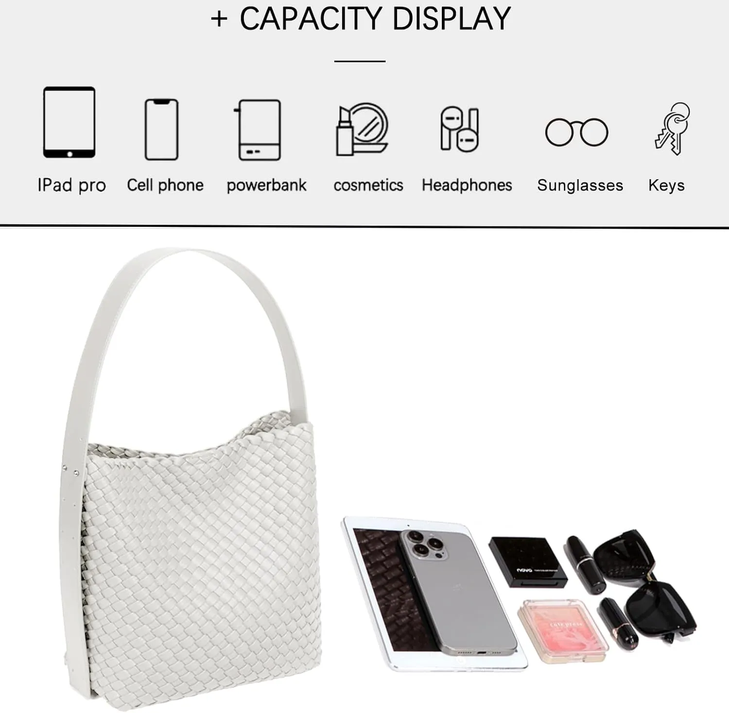 Fashion Woven Tote Bag for Women, Female Hobo Bag, Beach Handbag Purse, Travel Shoulder Bag with Adjustable Strap