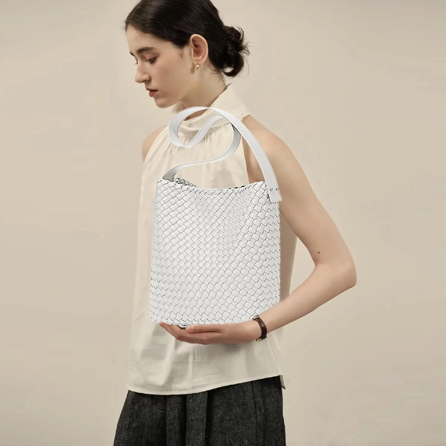 Fashion Woven Tote Bag for Women, Female Hobo Bag, Beach Handbag Purse, Travel Shoulder Bag with Adjustable Strap