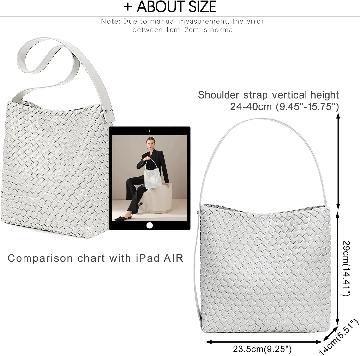Fashion Woven Tote Bag for Women, Female Hobo Bag, Beach Handbag Purse, Travel Shoulder Bag with Adjustable Strap