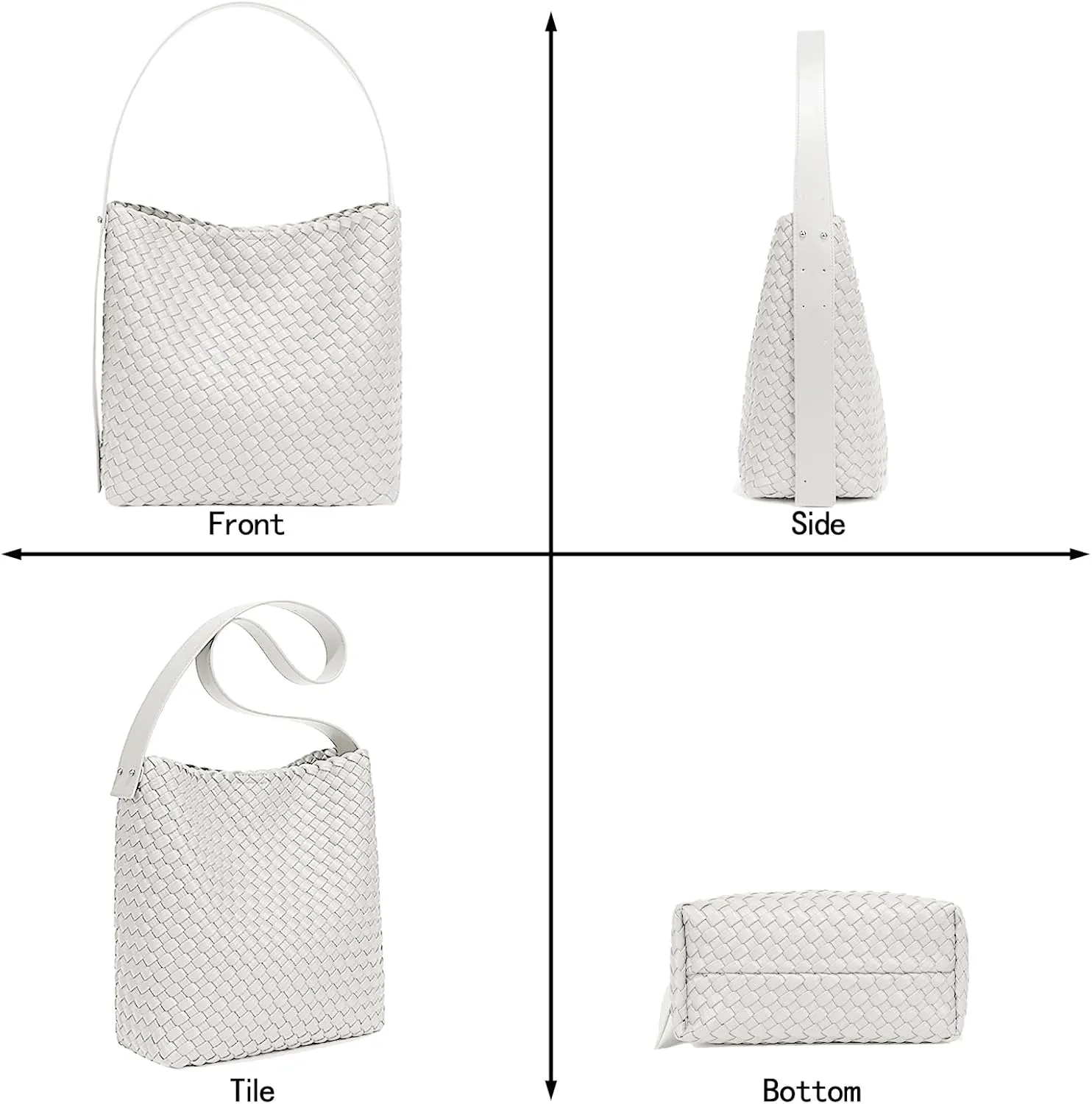 Fashion Woven Tote Bag for Women, Female Hobo Bag, Beach Handbag Purse, Travel Shoulder Bag with Adjustable Strap