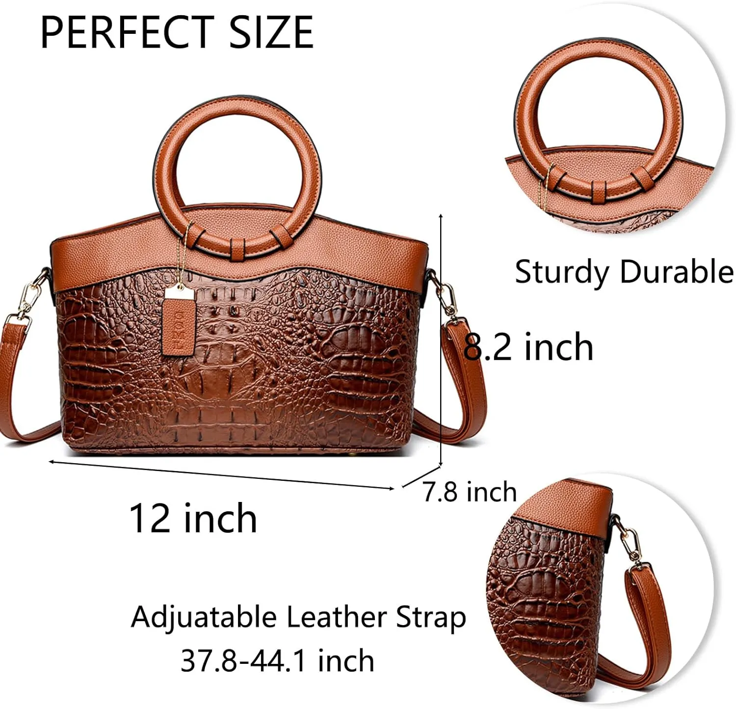 Fashionable Crocodile Handbags: Large Capacity Women's Crossbody Leather Bags with Shoulder Strap Design