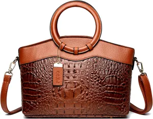 Fashionable Crocodile Handbags: Large Capacity Women's Crossbody Leather Bags with Shoulder Strap Design