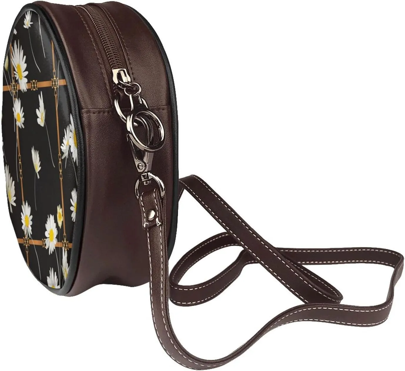 Faux Leather Shoulder Bag for Women, Round Shoulder Purse and Clutch Tote Bag with Shoulder Strap