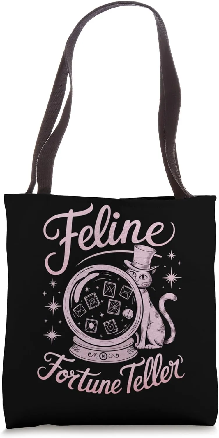 Feline Fortune Teller Cat Design Tote Bag