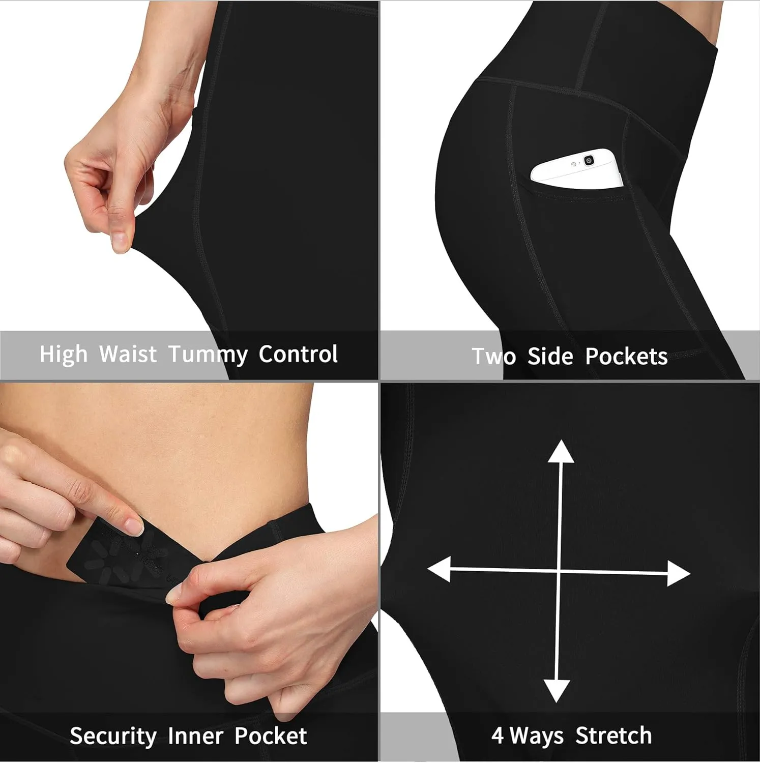 Fengbay High Waist Yoga Pants, Pocket Yoga Pants Tummy Control Workout Running 4 Way Stretch Yoga Leggings
