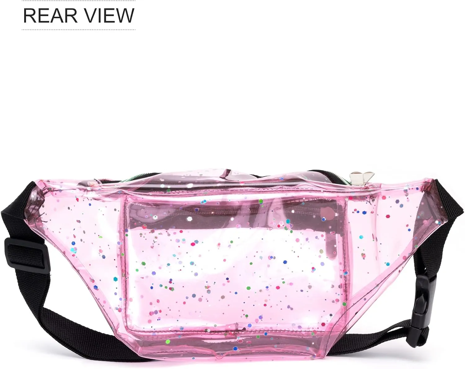 Festival Rave 80S 90S Holographic Pink Transparent Multicolor Clear Fanny Pack for Women Girls Concert Stadium Approved Waist Belt Bum Bags - Pink Transparent Multicolor