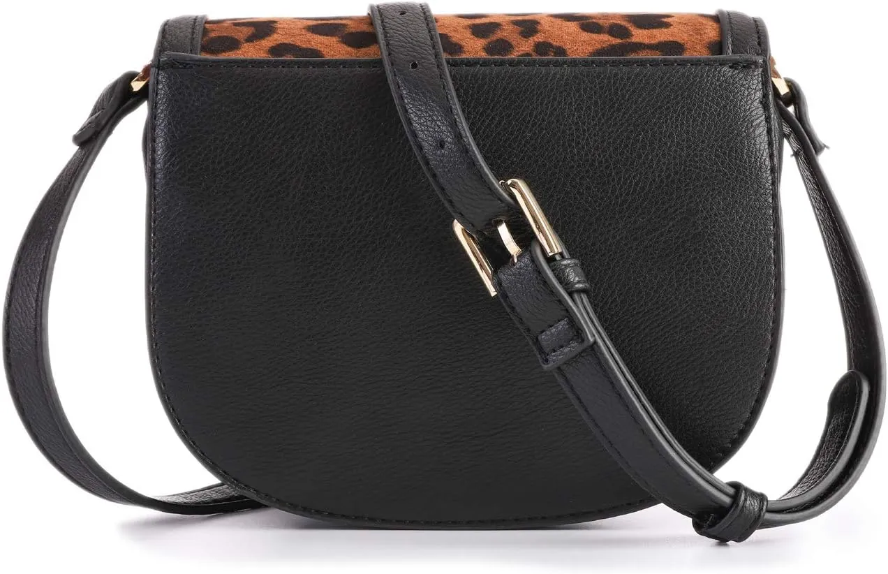 FEVERSOLE Crossbody Bag Vegan Leather Women Retro Small Saddle Satchel Shoulder Bag Tote With Long Adjustable Strap