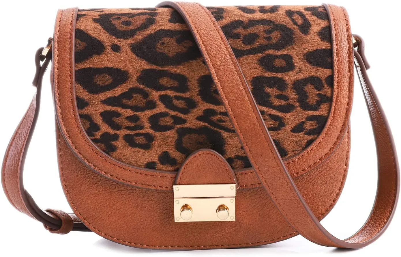 FEVERSOLE Crossbody Bag Vegan Leather Women Retro Small Saddle Satchel Shoulder Bag Tote With Long Adjustable Strap