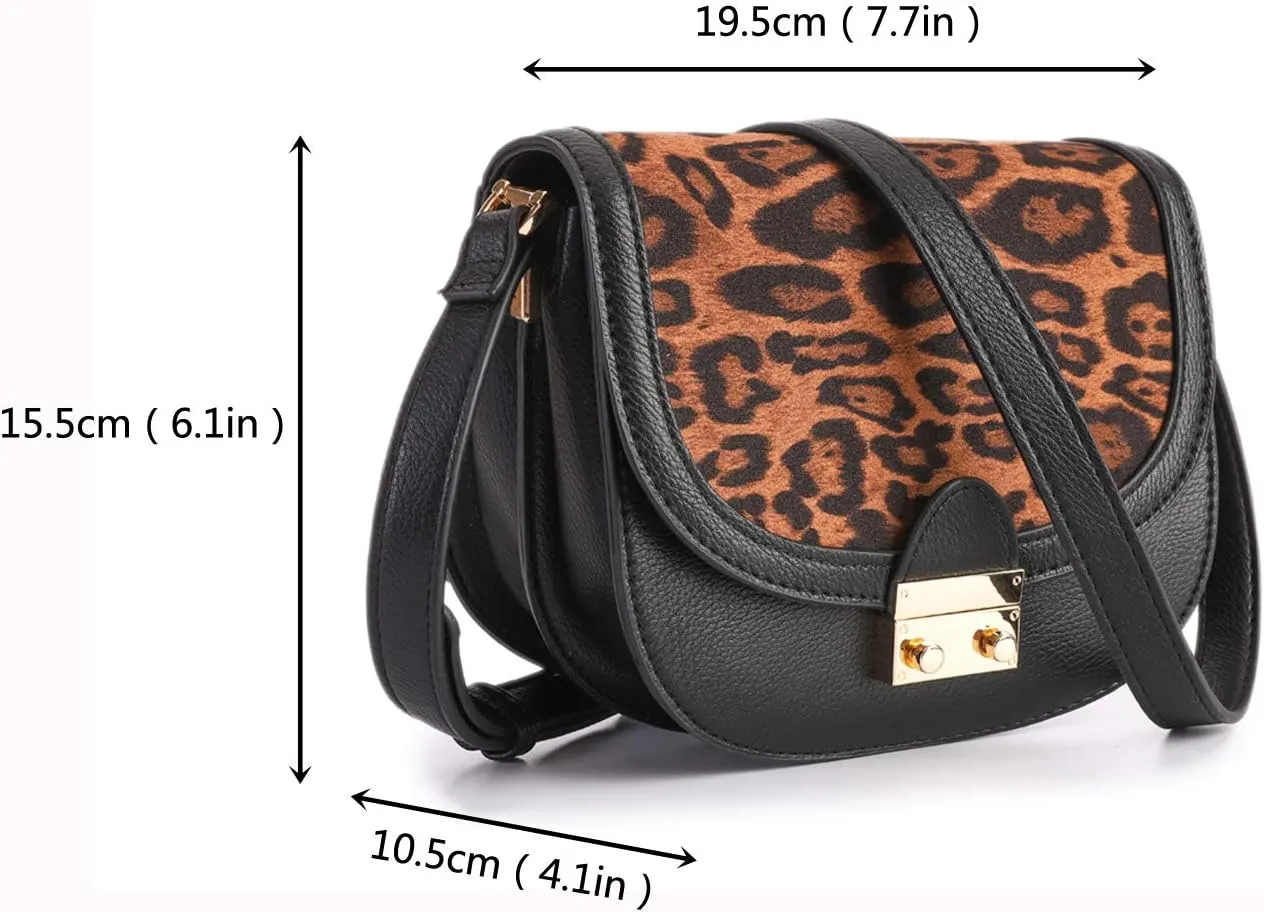 FEVERSOLE Crossbody Bag Vegan Leather Women Retro Small Saddle Satchel Shoulder Bag Tote With Long Adjustable Strap