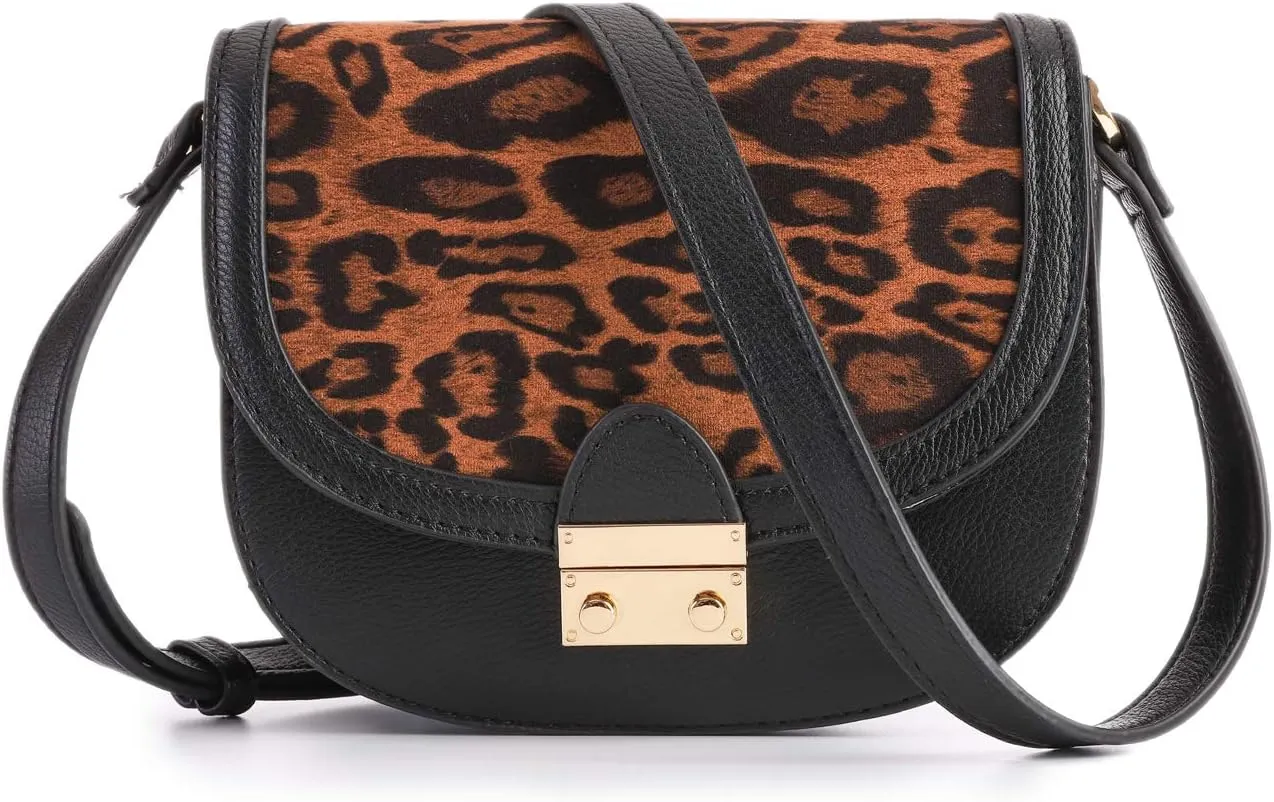 FEVERSOLE Crossbody Bag Vegan Leather Women Retro Small Saddle Satchel Shoulder Bag Tote With Long Adjustable Strap