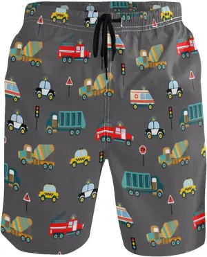 Fire Flame Men's Swim Trunks Quick Dry Beach Shorts with Pockets and Mesh Lining