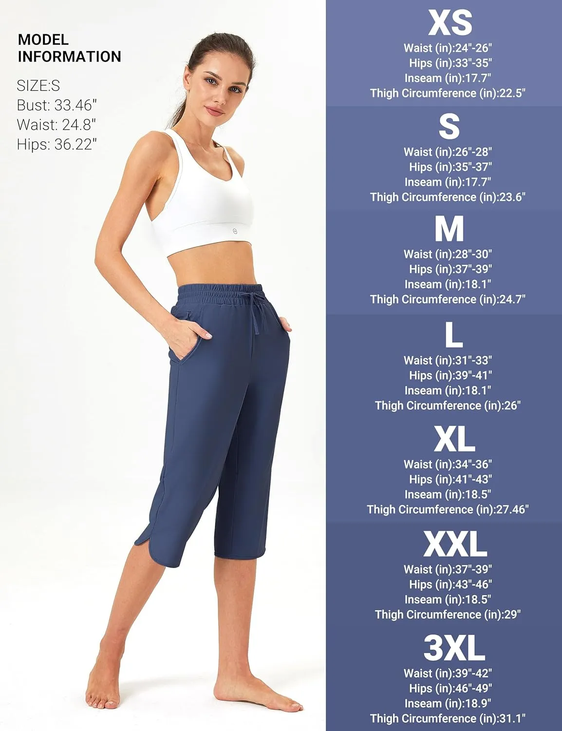 FitsT4 Sports Women's Swim Capris Pants 18" Quick Dry UPF 50  Beach Modest Swimsuits Bottoms with Mesh Pockets