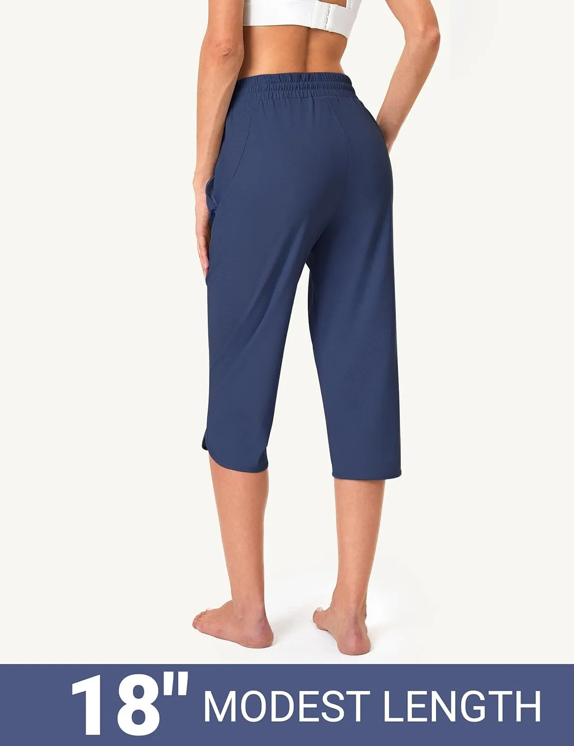 FitsT4 Sports Women's Swim Capris Pants 18" Quick Dry UPF 50  Beach Modest Swimsuits Bottoms with Mesh Pockets