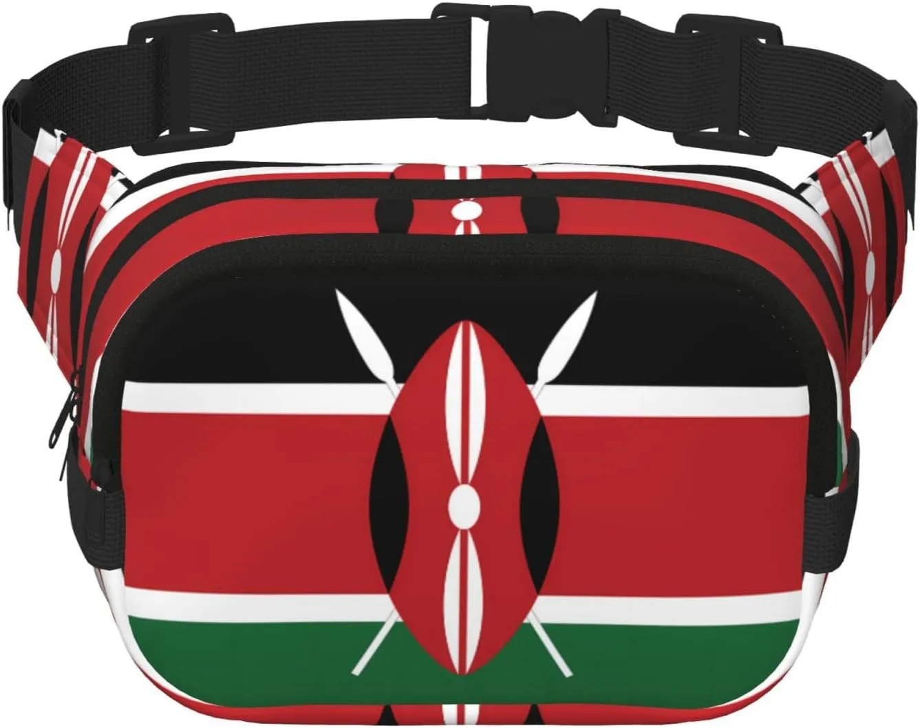 Flag of Kenya Printed Fashion Crossbody Bag, Hiking Waist Bag, Square Double Layer Travel and Fitness Shoulder Bag