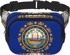 Flag of New Hampshire Printed Fashion Crossbody Bag, Hiking Waist Bag, Square Double Layer Travel and Fitness Shoulder Bag