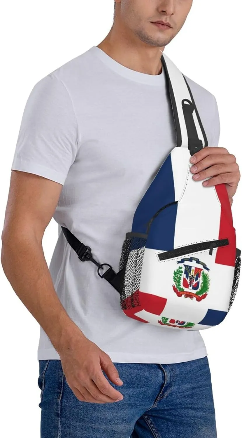 Flag Of The Dominican Republic Sling Backpack Hiking Backpack Crossbody Bag Sports Lightweight And Durable Chest Bag Shoulder Bag For Women Men