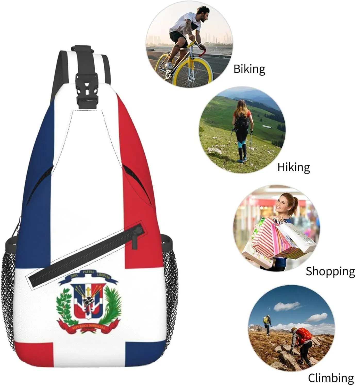Flag Of The Dominican Republic Sling Backpack Hiking Backpack Crossbody Bag Sports Lightweight And Durable Chest Bag Shoulder Bag For Women Men