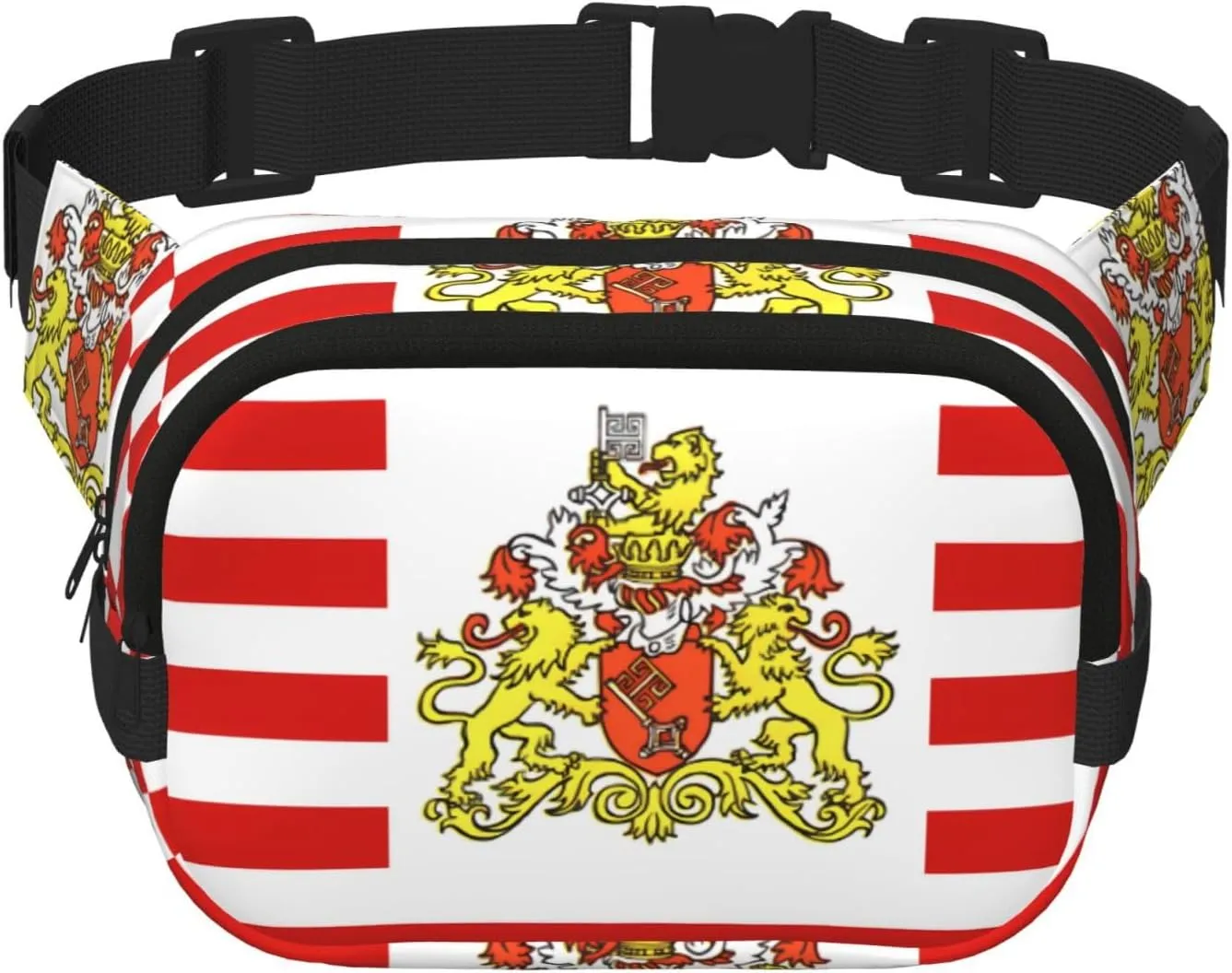 Flag of the Senate of Bremen Printed Fashion Crossbody Bag, Hiking Waist Bag, Square Double Layer Travel and Fitness Shoulder Bag