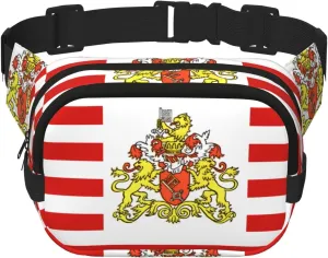 Flag of the Senate of Bremen Printed Fashion Crossbody Bag, Hiking Waist Bag, Square Double Layer Travel and Fitness Shoulder Bag