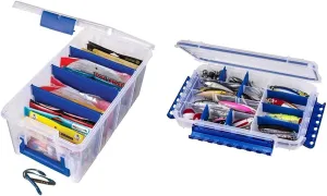 Flambeau Outdoors 4510 Super Half Satchel Soft Bait Organizer 15x8x6.25-Inch Ultimate Waterproof Tuff Tainer Fishing Tackle Tray Box (Includes Zerust Dividers)