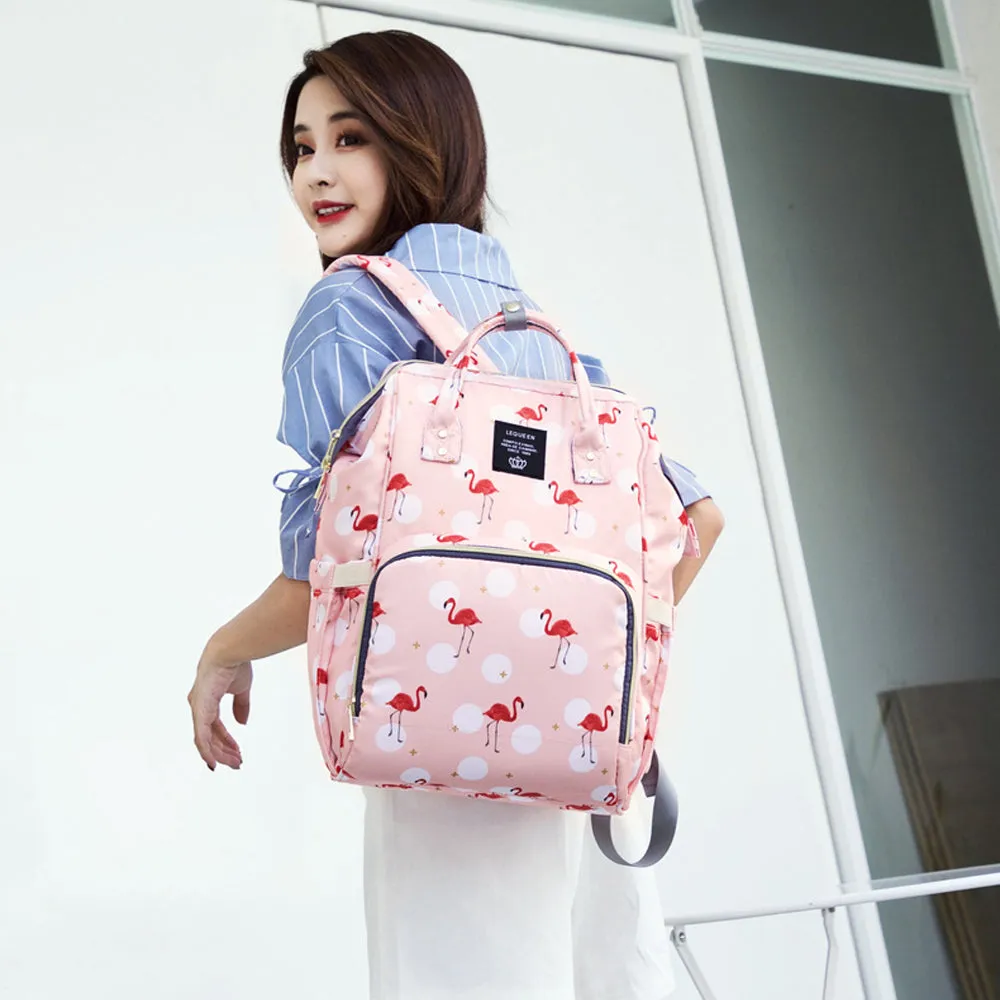 Flamingo Pattern Baby Diaper Bag Backpack