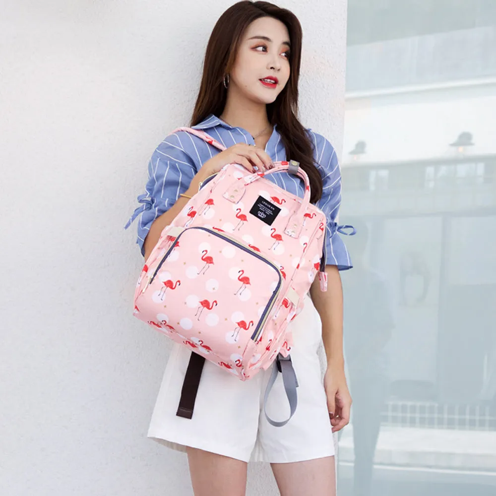 Flamingo Pattern Baby Diaper Bag Backpack