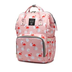 Flamingo Pattern Baby Diaper Bag Backpack
