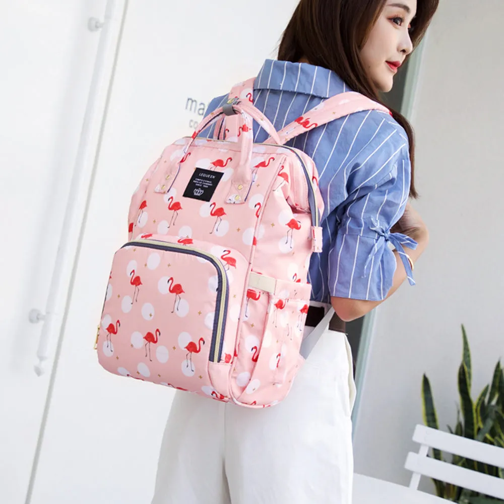Flamingo Pattern Baby Diaper Bag Backpack