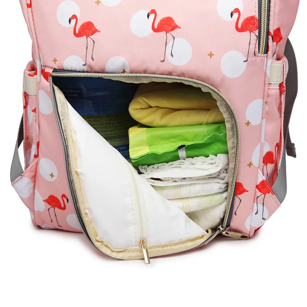 Flamingo Pattern Baby Diaper Bag Backpack