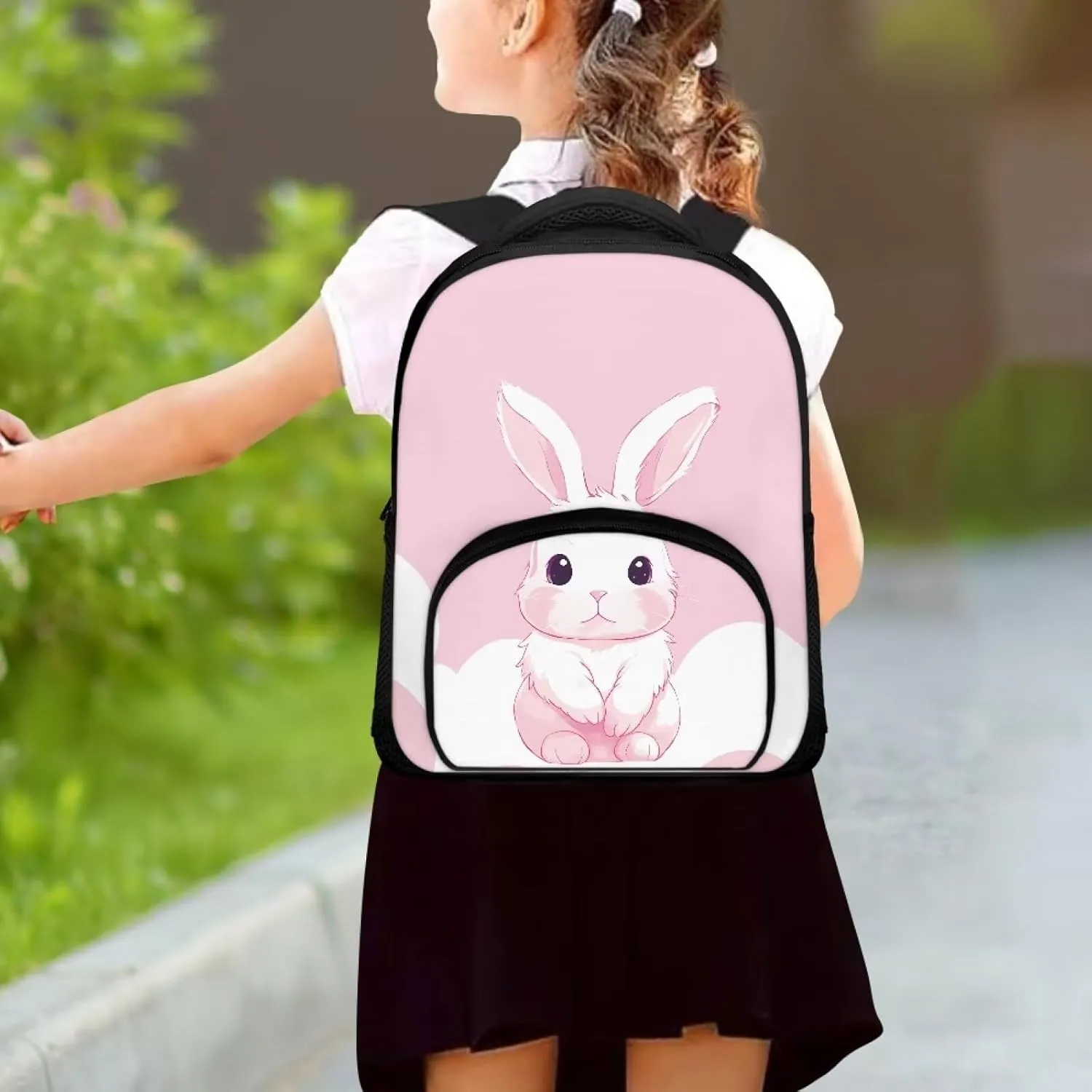 Flashideas Cute Bunny School Kids Backpacks for Girls 12 Inch Kids Backpacks for Preschool Backpack for School Girls Middle School and Elementary Bookbag Gift for Girls Boys