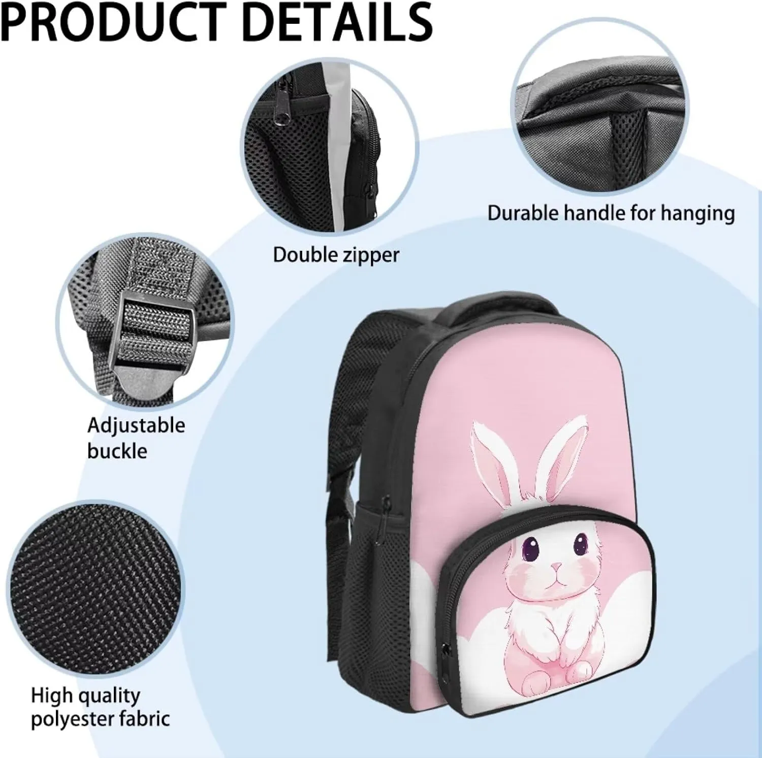 Flashideas Cute Bunny School Kids Backpacks for Girls 12 Inch Kids Backpacks for Preschool Backpack for School Girls Middle School and Elementary Bookbag Gift for Girls Boys