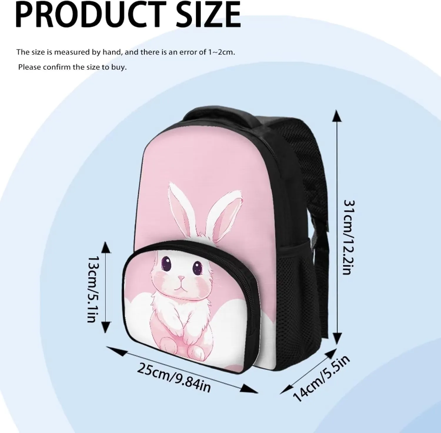 Flashideas Cute Bunny School Kids Backpacks for Girls 12 Inch Kids Backpacks for Preschool Backpack for School Girls Middle School and Elementary Bookbag Gift for Girls Boys