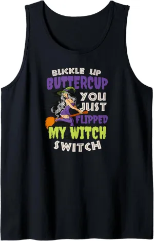 Flipped My Witch Switch Design Halloween Witch Tank Top
