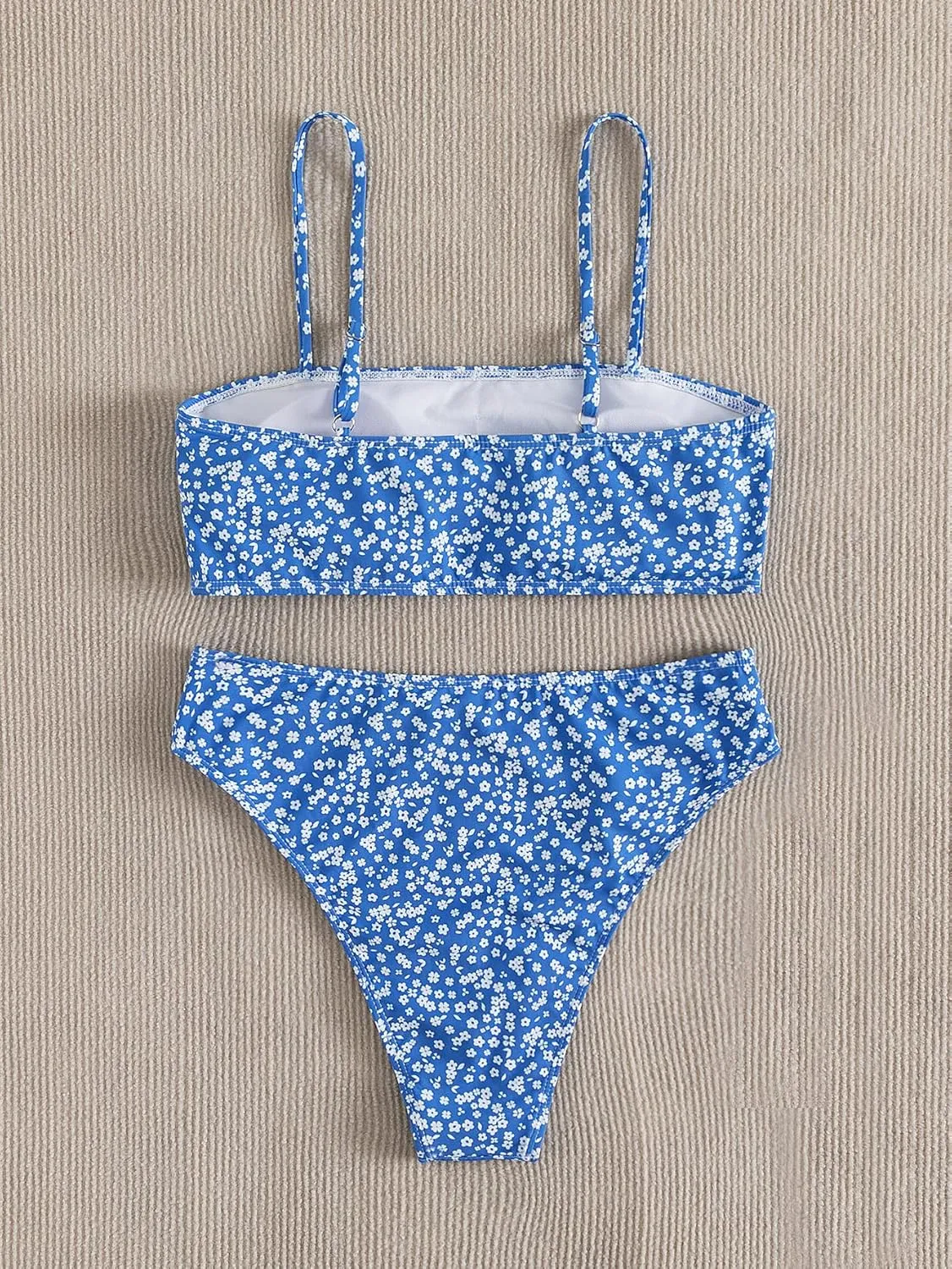 Floerns Women's Bathing Suit Floral Print High Waist 2 Piece Bikini Swimsuit
