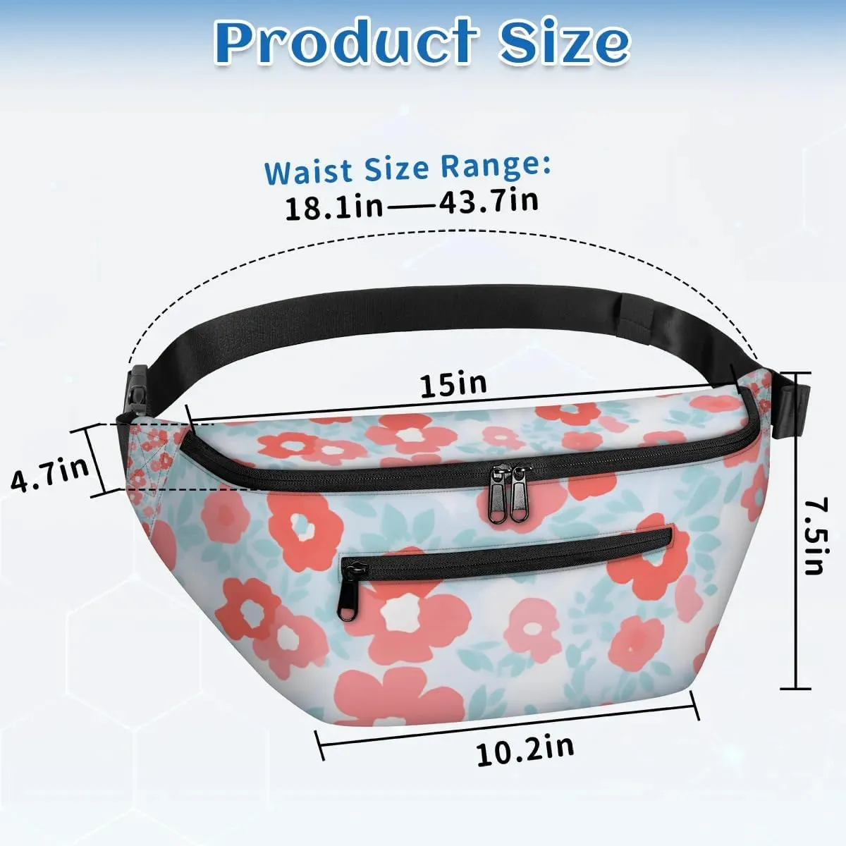 Flower Beautiful Sling Bag Crossbody Backpack Chest Daypack for Women Sport Travel Hiking Casual Bag Multipurpose Waist Pack With Zipper Closure Adjustable Strap Shoulder Bag