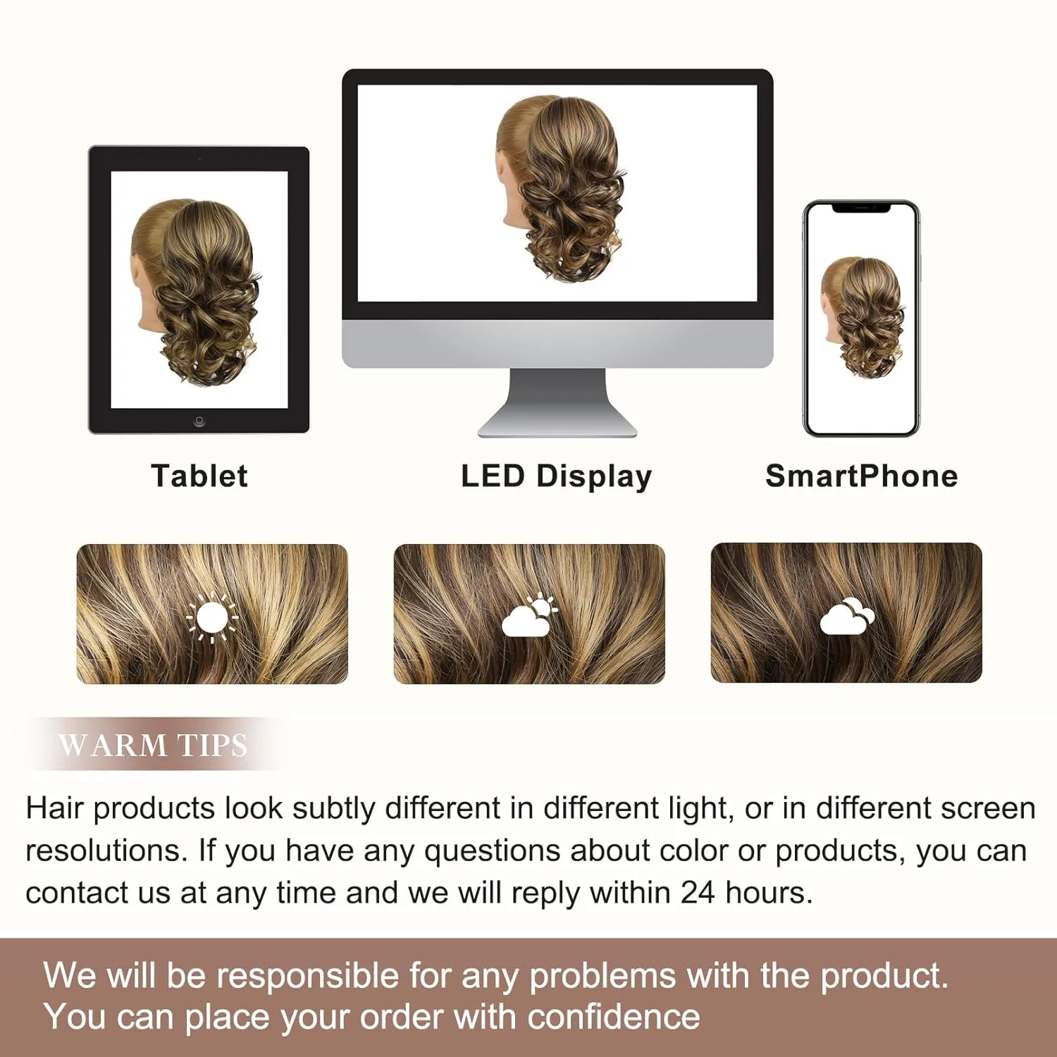 Flufymooz Ponytail Extension, 14 Inch Short Drawstring Ponytail Hair Extension for Women, Soft Synthetic Pony Tails Hairpiece for Women (Chocolate Brown with Medium Blonde)