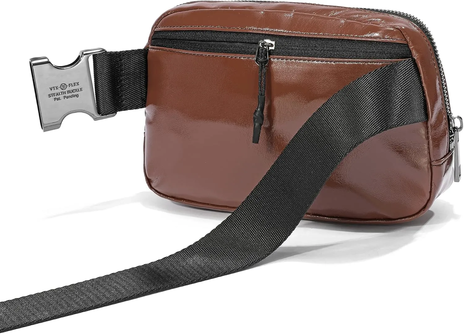 FODOKO Fanny Packs for Women Men, Fashionable PU Leather Belt Bag Waist Pack for Women with Adjustable Strap, Bum Bag for Running Hiking Travel Workout （PU Brown)