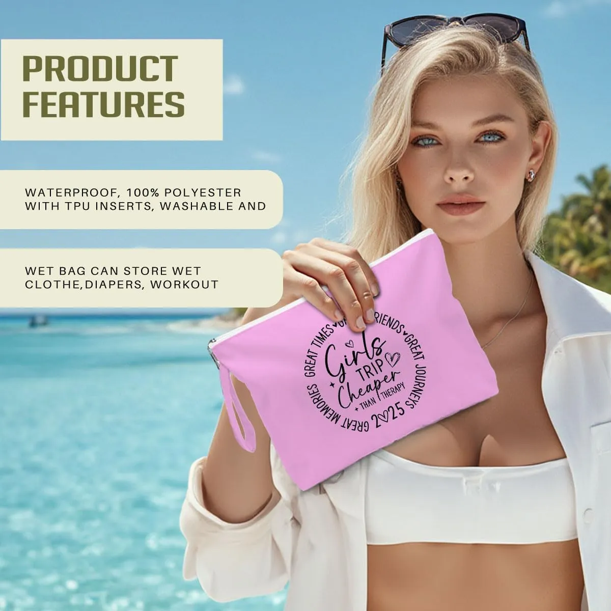 Fokongna Girls Trip 2025 For Women Friend Sister Travel Gifts Canvas Tote Bag Wet Bag for swimsuit Beach Bags Gifts