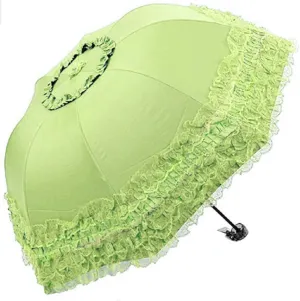 Foldable Travel Umbrella Compact UV Resistance sunshade Princess Lace Parasol Umbrella Sun Umbrella for Women Girls