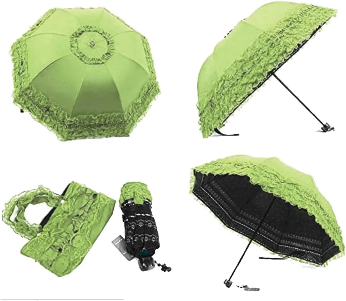Foldable Travel Umbrella Compact UV Resistance sunshade Princess Lace Parasol Umbrella Sun Umbrella for Women Girls