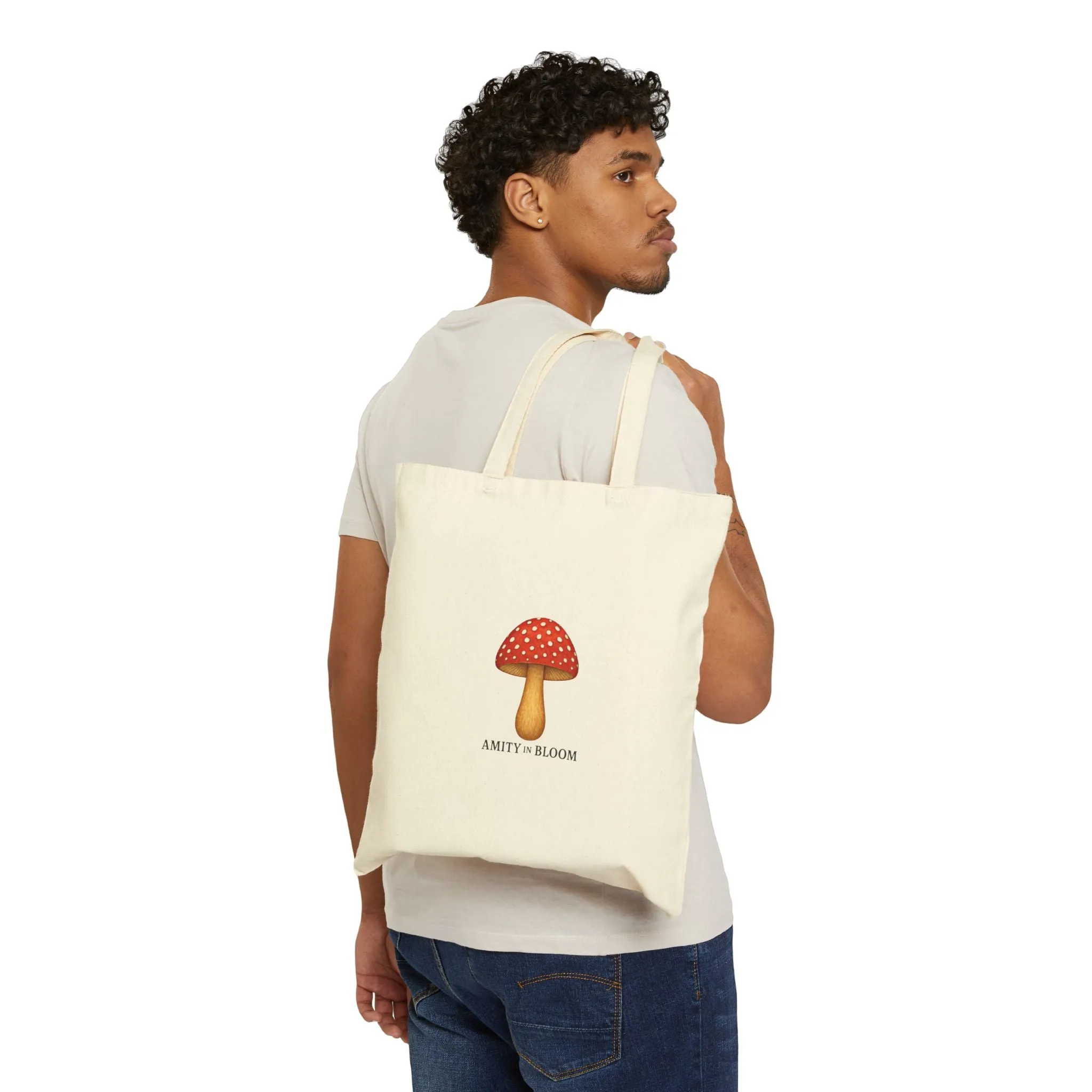 Folkcap Mushroom Canvas Tote Bag | Amity in Bloom Original Design