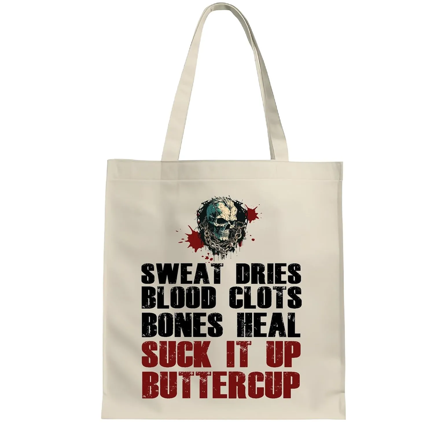 Forensics Scientist Empowering Motivation for Female Investigators Sweat Blood and Bones Quote Natural White Multicolor Canvas Tote Bag
